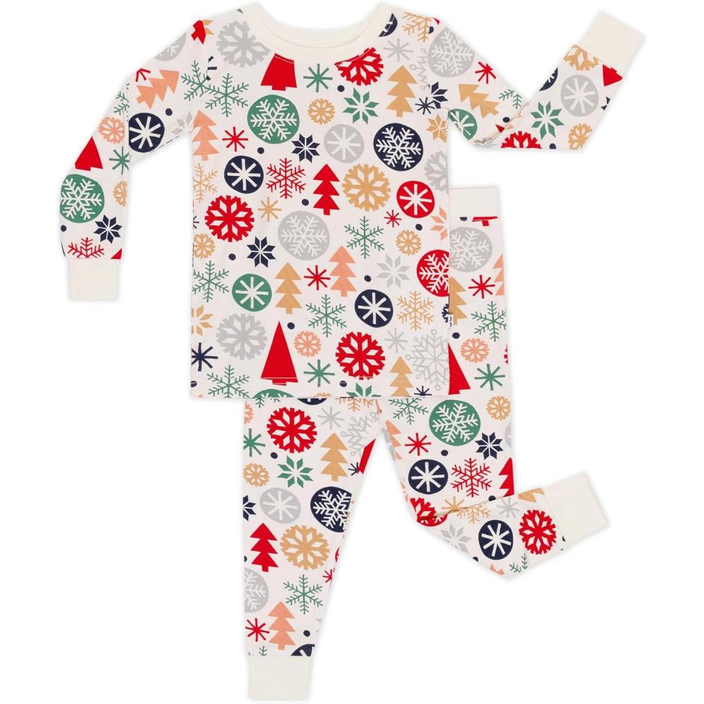 imageLittle Sleepies TwoPiece Pajama Set for Boys amp Girls Soft Viscose from Bamboo Toddler Pajamas for Kids Family Matching PJsModern  Merry