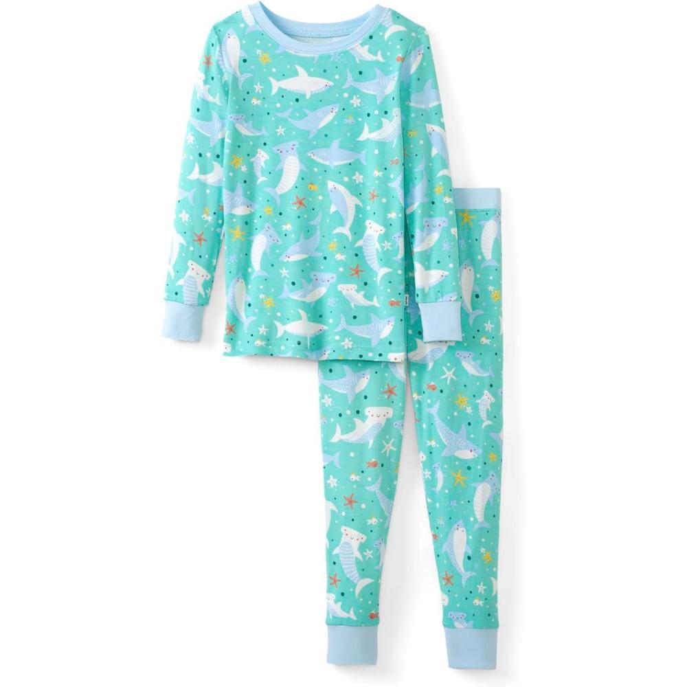 imageLittle Sleepies TwoPiece Pajama Set for Boys amp Girls Soft Viscose from Bamboo Toddler Pajamas for Kids Family Matching PJsShark Soiree