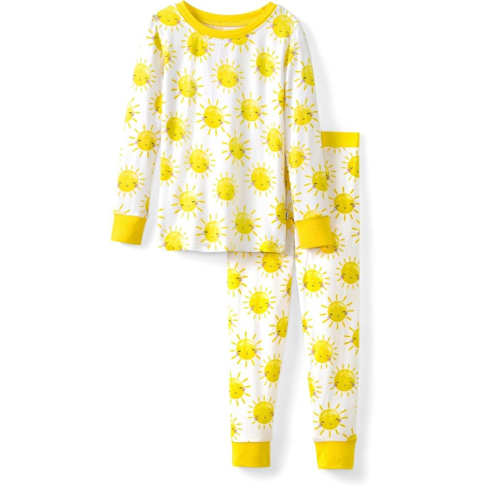 imageLittle Sleepies TwoPiece Pajama Set for Boys amp Girls Soft Viscose from Bamboo Toddler Pajamas for Kids Family Matching PJsSunshine