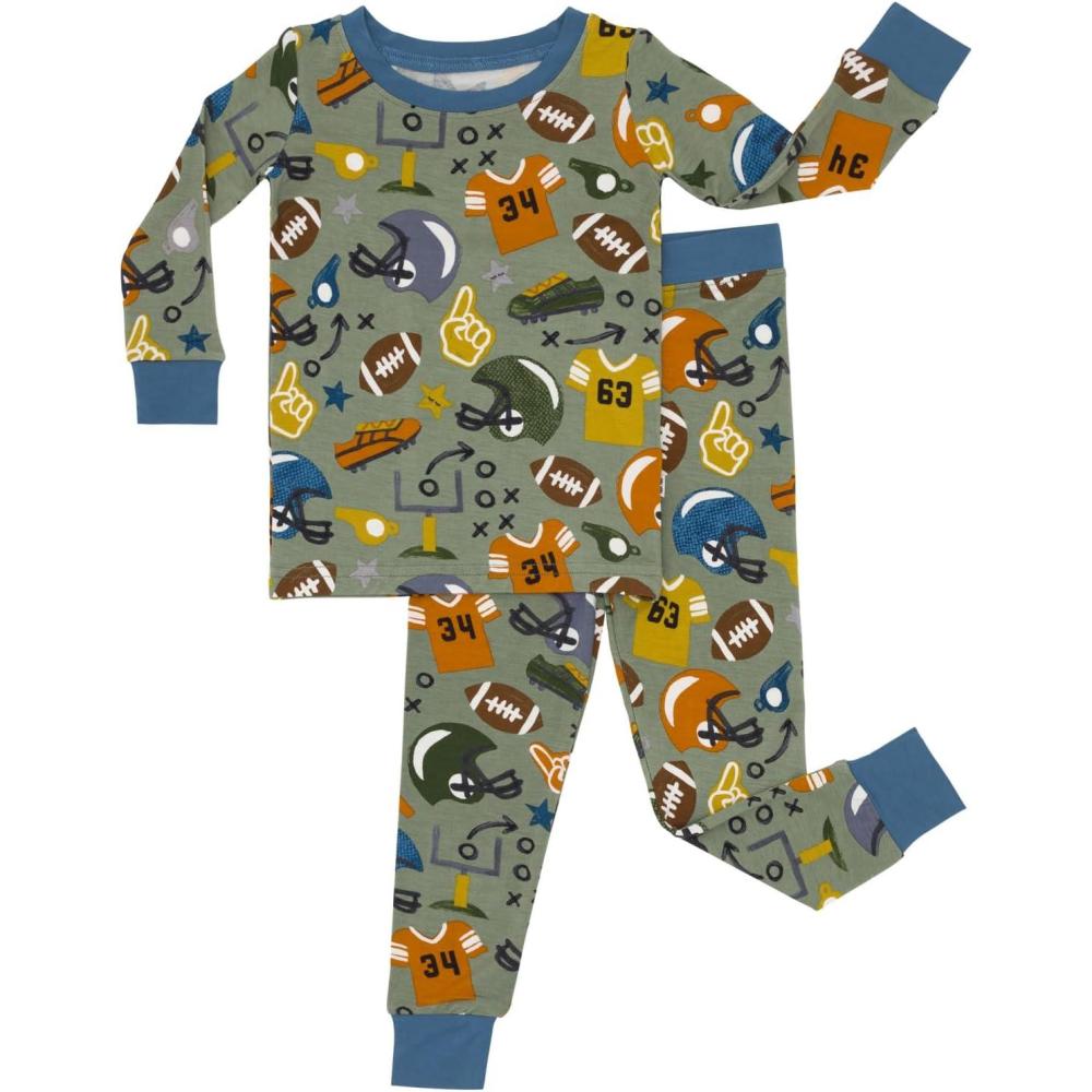 imageLittle Sleepies TwoPiece Pajama Set for Boys amp Girls Soft Viscose from Bamboo Toddler Pajamas for Kids Family Matching PJsTouchdown Time