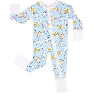 Little Sleepies Pajamas for Baby Boys & Girls, Viscose from Bamboo Baby Pajamas, Preemie & Newborn Sleepers, 2-Way Zipper PJs(Blue Breakfast Buddies)
