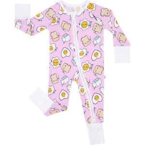 Little Sleepies Pajamas for Baby Boys & Girls, Viscose from Bamboo Baby Pajamas, Preemie & Newborn Sleepers, 2-Way Zipper PJs(Pink Breakfast Buddies)