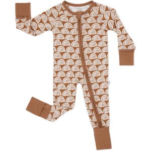 Little Sleepies Pajamas for Baby Boys & Girls, Viscose from Bamboo Baby Pajamas, Preemie & Newborn Sleepers, 2-Way Zipper PJs(Rust Rainbows)