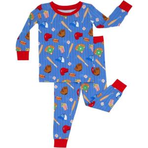 Little Sleepies Two-Piece Pajama Set for Boys & Girls, Soft Viscose from Bamboo Toddler Pajamas for Kids, Family Matching PJs(Blue All Stars)