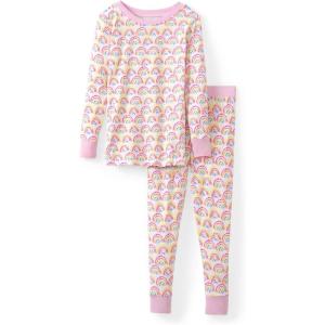 Little Sleepies Two-Piece Pajama Set for Boys & Girls, Soft Viscose from Bamboo Toddler Pajamas for Kids, Family Matching PJs(Pastel Rainbows)