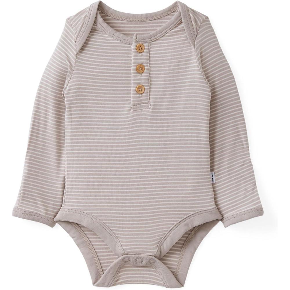imageLittle Sleepies Newborn Henley Bodysuit Soft Viscose from Bamboo Long Sleeve Bodysuit for Baby Boys amp Girls Baby ClothesDove Gray Stripe