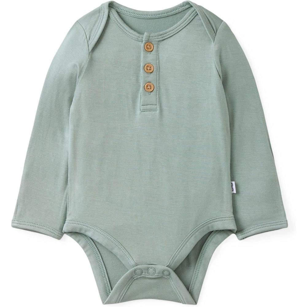 imageLittle Sleepies Newborn Henley Bodysuit Soft Viscose from Bamboo Long Sleeve Bodysuit for Baby Boys amp Girls Baby ClothesWillow